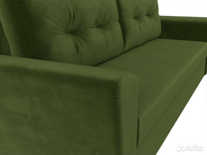 Диван прямой Амстердам Лайт, микровельвет, зеленый