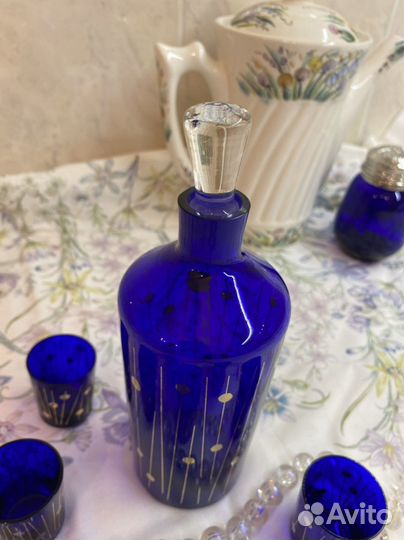 Набор Богемия кобальтовое стекло