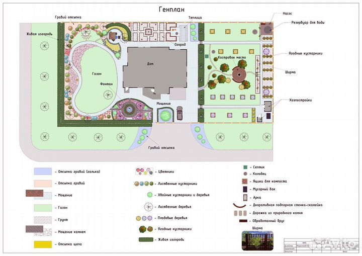 Ландшафтный проект дачного участка \ Арт. 890