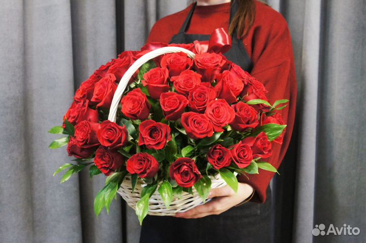 Корзина из 51 розы Цветы Владимир
