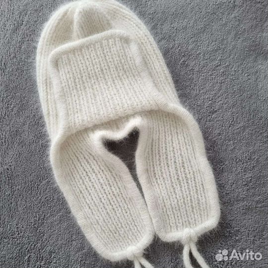 Шапка ушанка женская вязаная