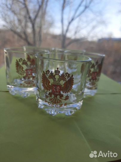 Рюмки стопки стеклянные символика герб Россия