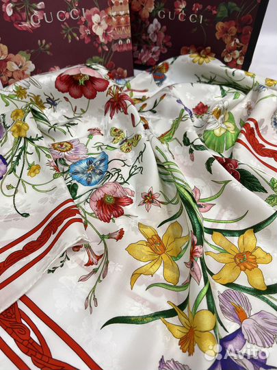 Gucci Flora Платок Шёлковый Оригинал 90см