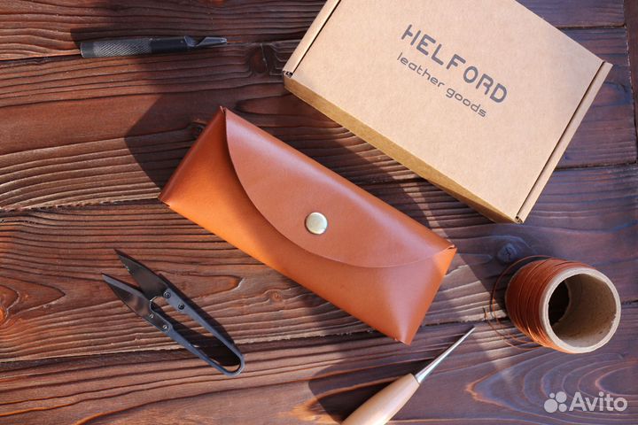 Футляр для очков кожаный ручная работа