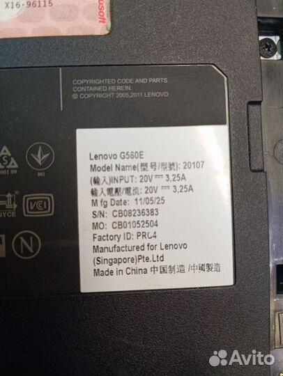 Ноутбук lenovo G560E