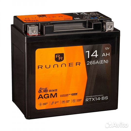 Мото аккумулятор runner RTX14 BS