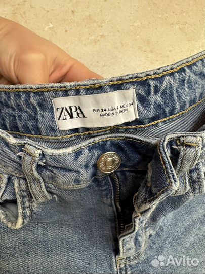 Джинсы zara 34 голубые