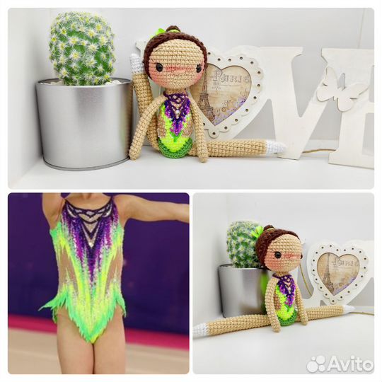 Куколка вязаная гимнастка фигуристка по фото