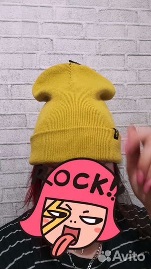 Шапка бини горчичная