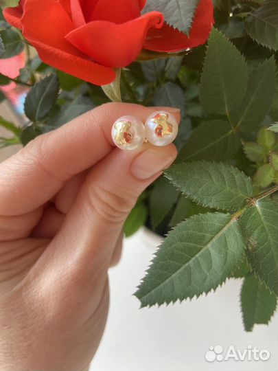 Серьги золотые Tous с жемчугом