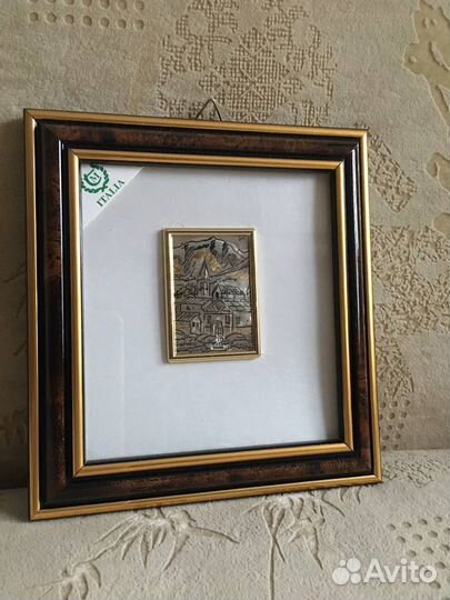 Картина из серебра Италия сусальное золото ручная