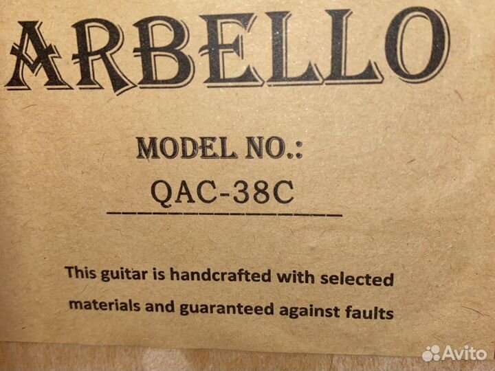 Акустическая гитара arbеllo 38C