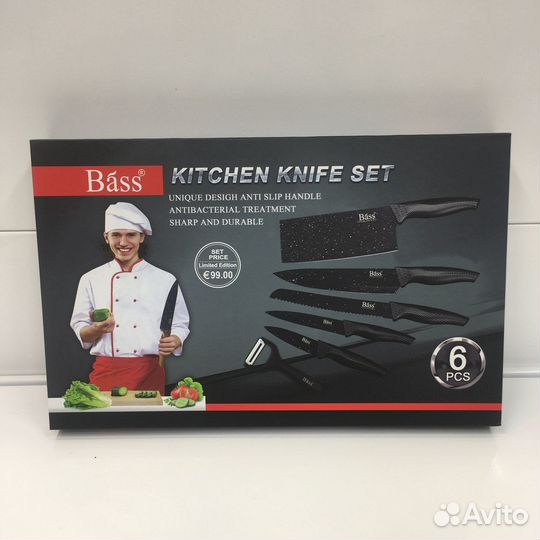 Набор ножей bass (силиконовая ручка), 6 предметов