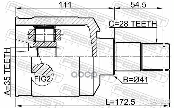 ШРУС внутренний 35X41X28 hyundai tucson 2004-20