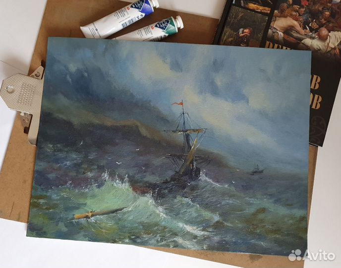 Картина маслом пейзаж по мотивам И.К. Айвазовского
