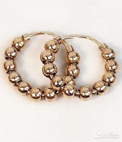 Золотые серьги конго 585 пробы с шариками