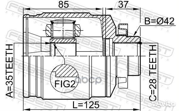 Шрус внутренний правый 35x42x28 hyundai santa F