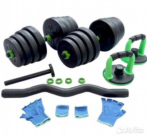 Гантели 2х15кг + переходник штанга\гиря