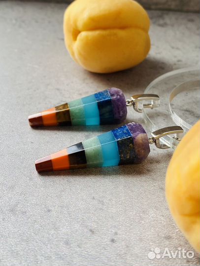 Серьги с натуральными камнями на серебре