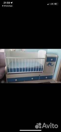 Кроватка маятник(трансформер стол, тумба,кровать)