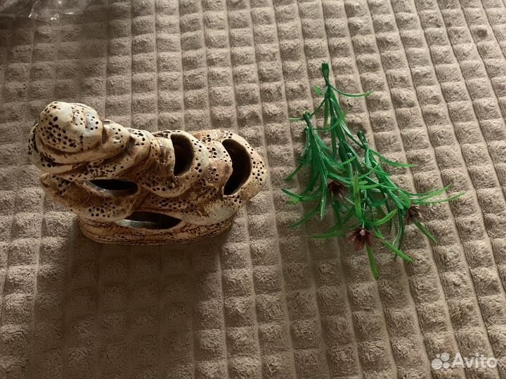 Украшения для аквариума домик и растения