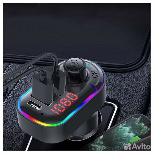 Fm модулятор RGB подсветка (Bluetooth) CAF12