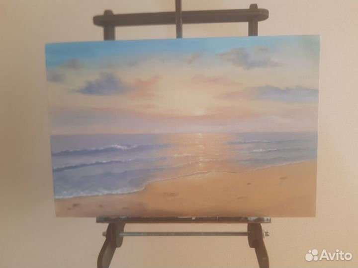 Картина маслом нежный закат на море