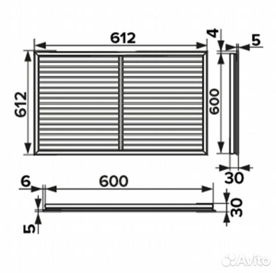 Решетка вентиляционная пвх 600х600 мм белая