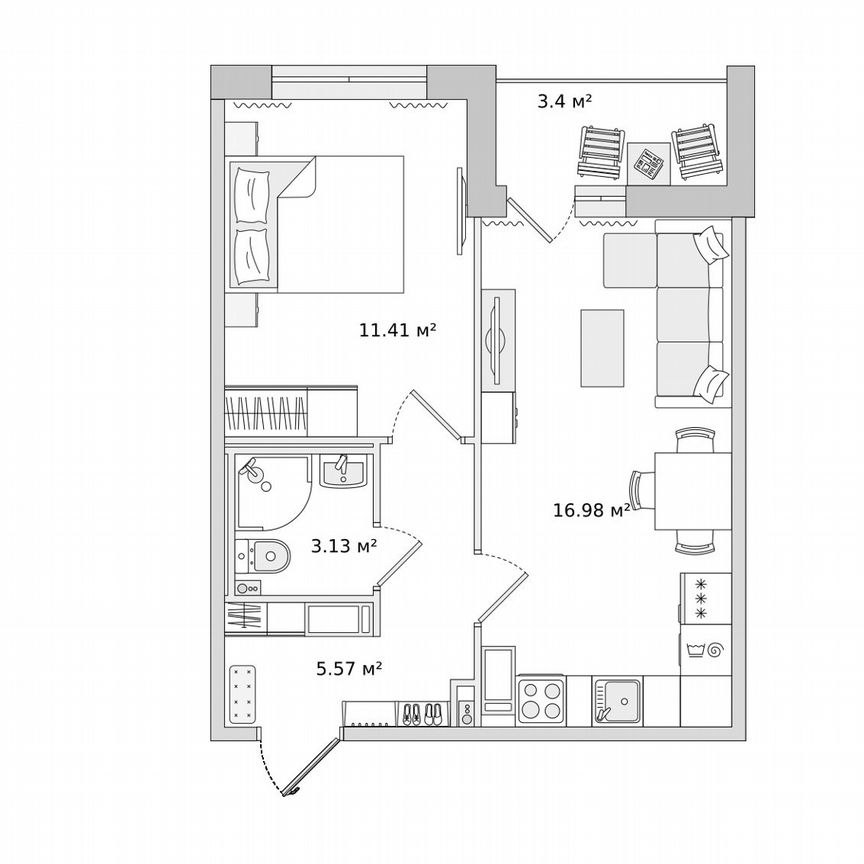 1-к. квартира, 37,9 м², 13/14 эт.