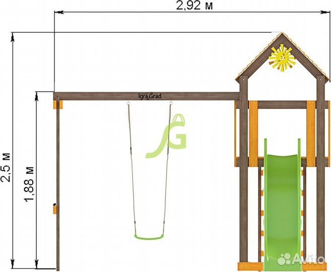 Детская площадка с качелей и горкой