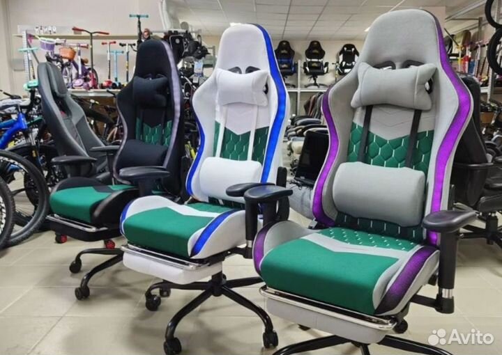 Игровое тканевое кресло с RGB подсветкой