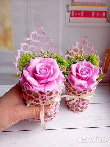 Мини букет из мыла роза