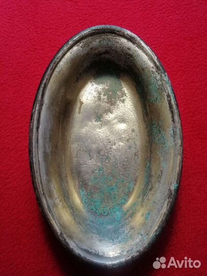 Старинная немецкая посеребренная тарелка