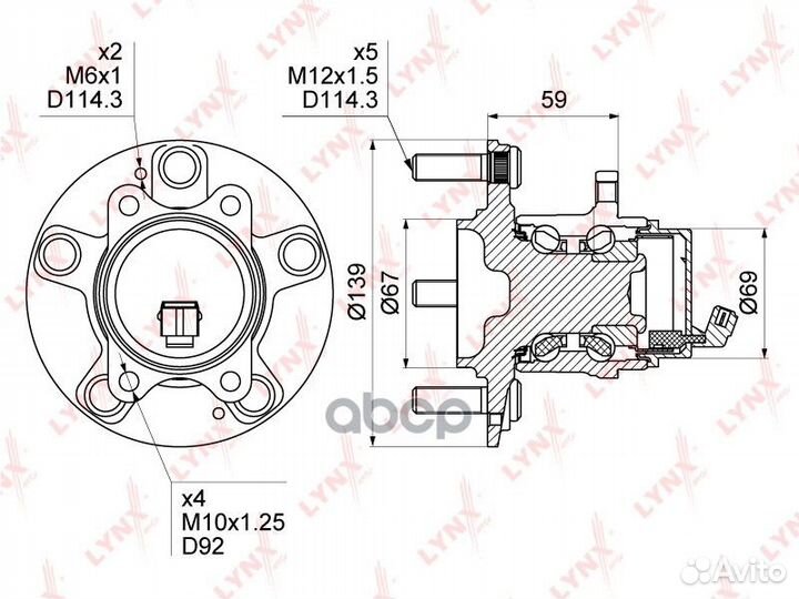 Ступица колеса зад прав/лев WH1381 lynxauto