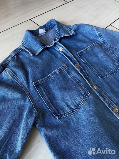 Джинсовая рубашка zara на девочку 10-12лет