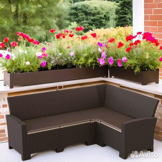 Садовая мебель под ротанг угловой диван