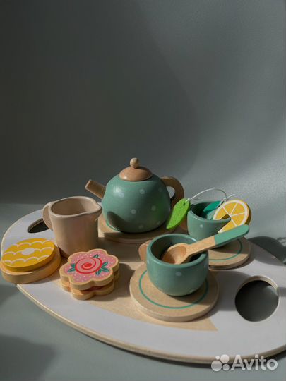 Игрушечная детская деревянная посуда