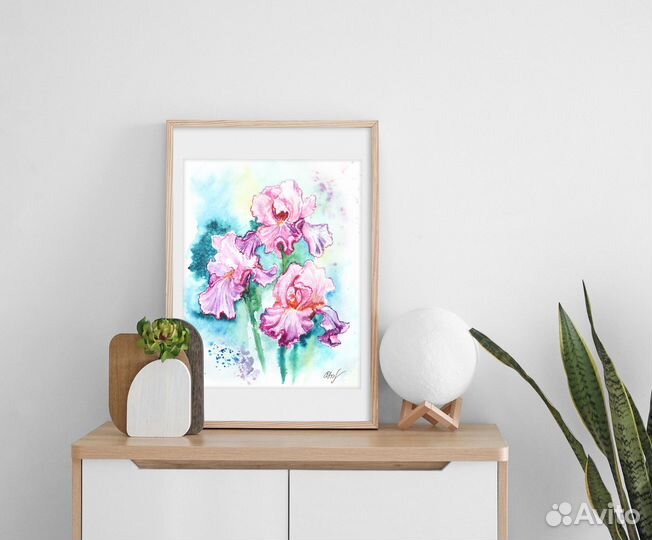 Картина акварелью Ирисы
