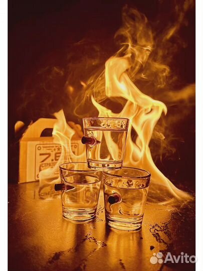 Стопки с пулей. Стакан для виски, бокал с пулей
