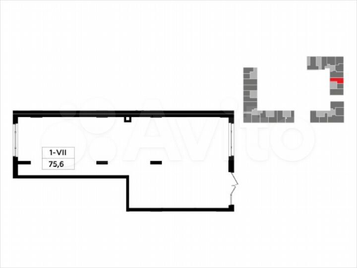Аренда торговое помещение, площадь 75.4 кв.м