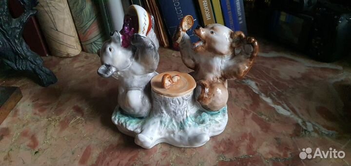 Фарфоровая чернильница Медведи лфз