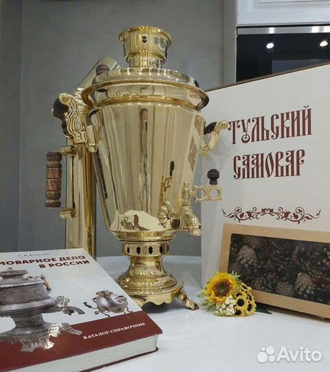 Самовар дровяной 7л. Рюмка с резными ручками. Люкс