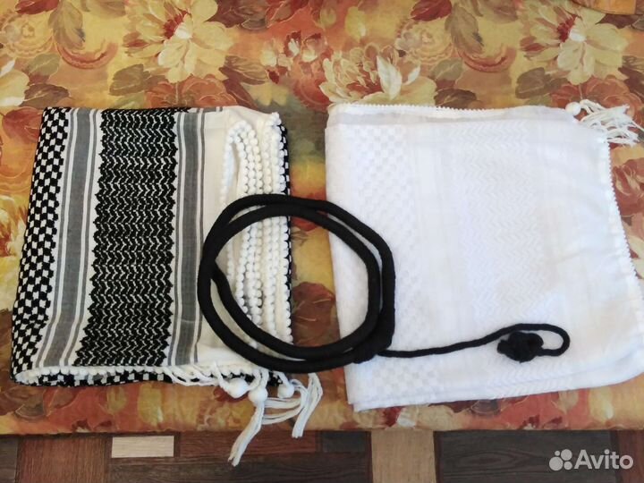 Платок для мусульман (куфия) Черно-белый и белый