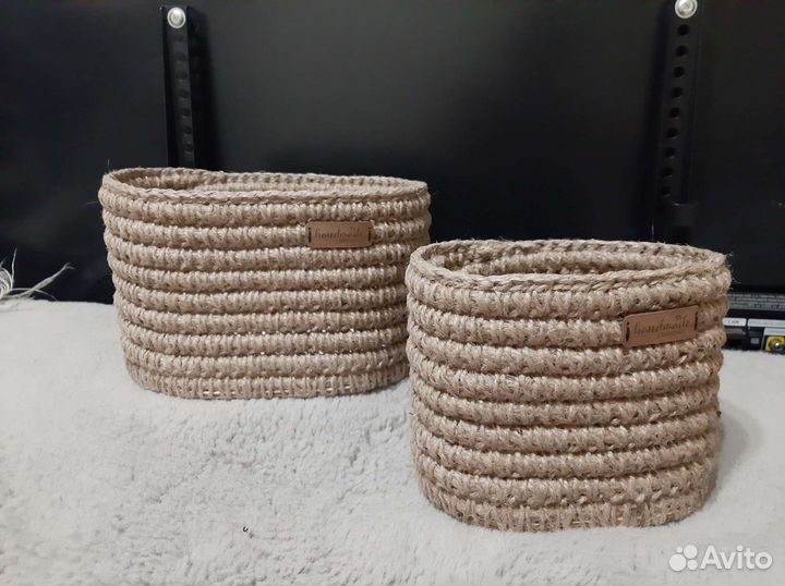 Плетеные корзинки из джута