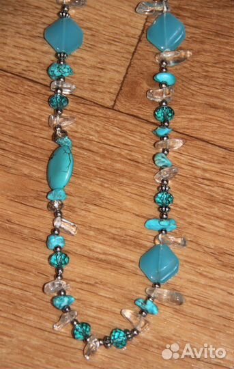 Бусы длинные бирюза чешское стекло