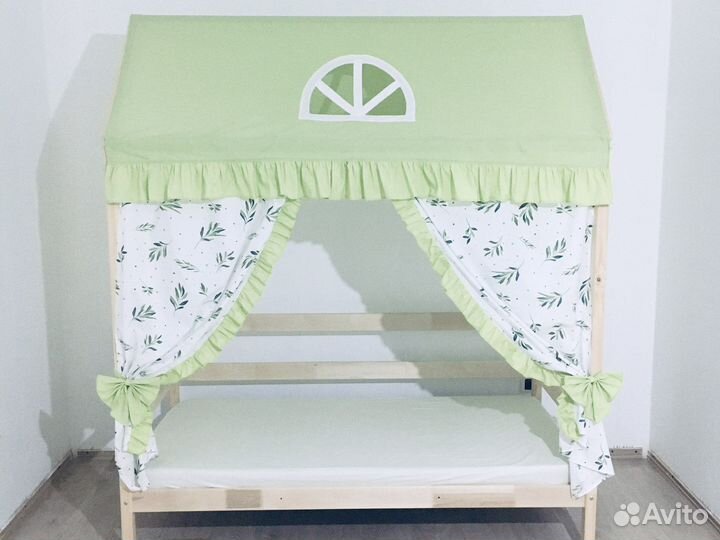 Крыша и шторки для кроватки домика