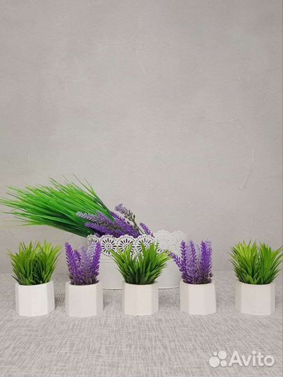 Искуственные цветы в горшочках (мини)