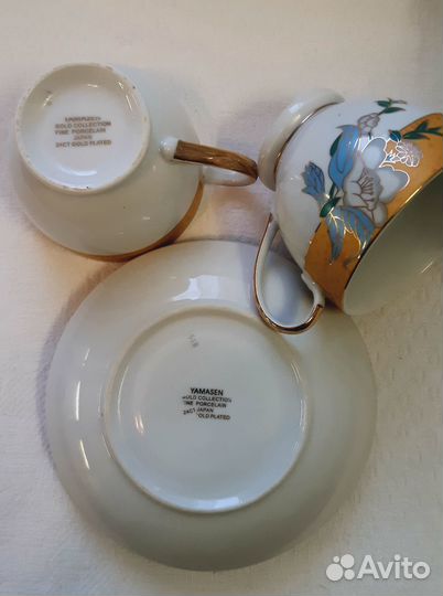 Чайный сервиз фарфор с позолотой 6 персон, Япония