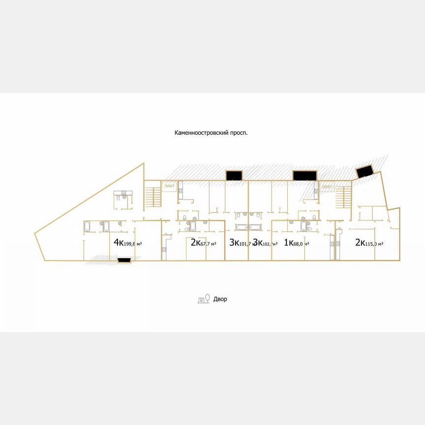 2-к. квартира, 69,2 м², 5/8 эт.