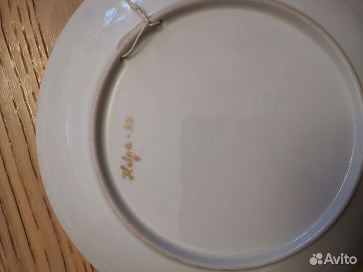 Парные тарелки фарфор чёрное крытьё роспись